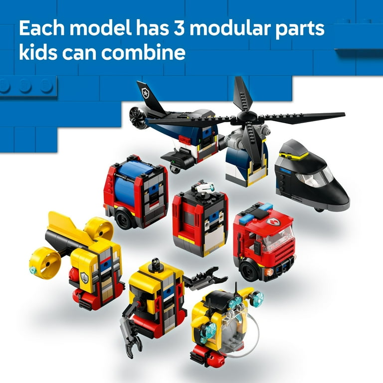 LEGO City Helicopter, Fire Truck & Submarine Remix 3-in-1 Kids Toy