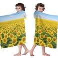 thumbnail image 4 of Blue Sky Sunflower Field Pattern Hooded Bath Towel，60"x35" for Ages 3 To 12 Kids, Quick Dry Lightweight Soft Microfiber Hood Beach Towel Cover Up for Kids, 4 of 7