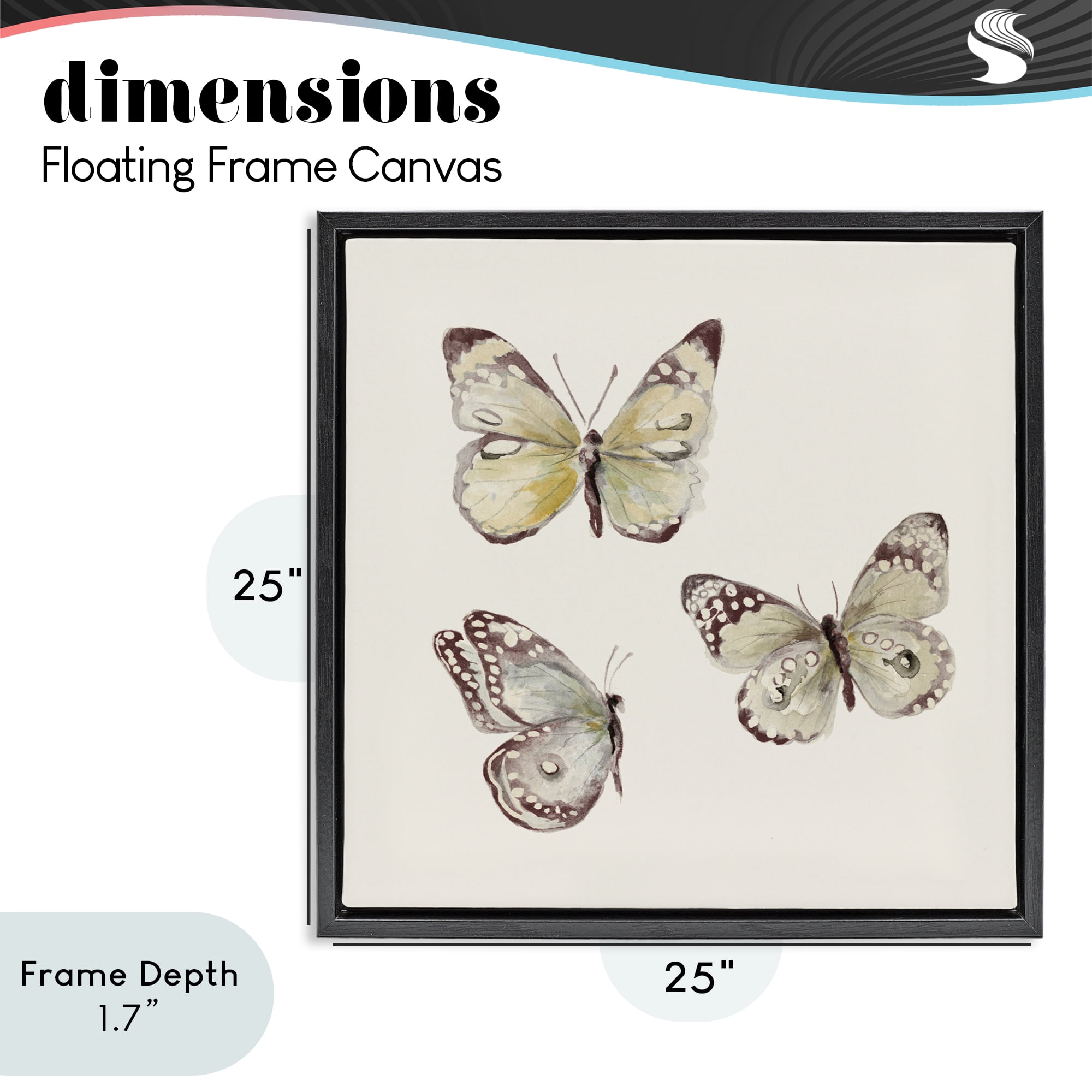 Stupell Industries Delicate Butterflies on Beige Black Framed Floater Canvas Wall Art, design by Patricia Pinto