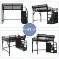 thumbnail image 6 of Queen Size Loft Bed with Charging and LED Lights, Heavy Duty Metal Frame with Wardrobe, Storage Stairs and Shelves, Noise-Reduced Design, Black, 6 of 6