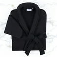thumbnail image 2 of Superior Waffle Weave Cotton Unisex Adult Bath Robe, Black, Large, 2 of 12