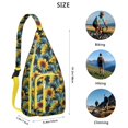 thumbnail image 3 of Waterproof Hiking Backpack Sling Bag for Women – Lightweight Crossbody with Adjustable Strap, Travel Chest Bag – Boho Sunflower & Bee Floral Design, Rustic Yellow Vintage Style, 3 of 4