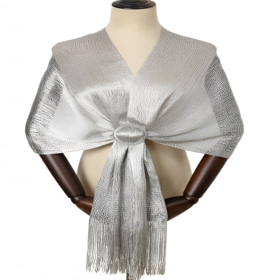 TELOLY Shawl Scarf Women Shawl Wrap Silver Shawl For Formal Dress Silver Wrap Shawl Shoulder Cover Up Wedding Scarf For Women Dressy