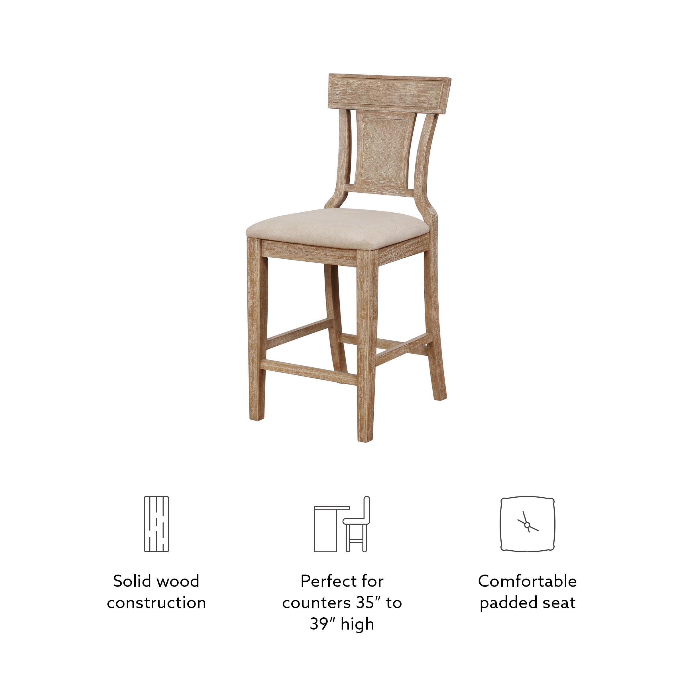 Linon Rylan 26" Seat Counter Stool, Rustic Graywash/Beige