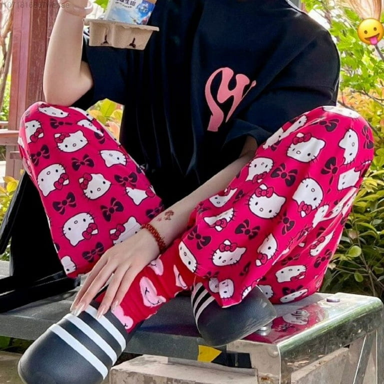 New Fashion Sanrio Hello Kitty Loose High Waist Pants Lovely