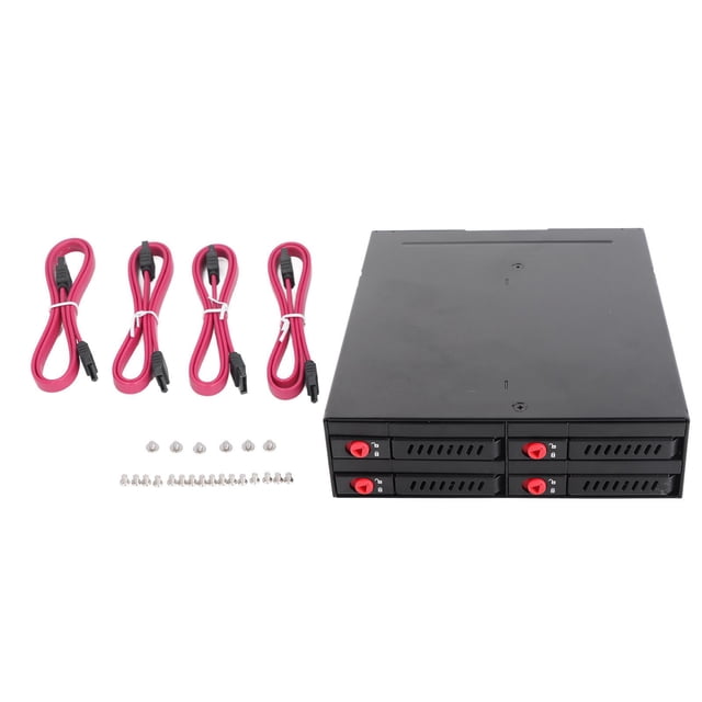 Chasis de caja para HDD de 4 bahías, bandeja para unidades de 2,5 pulgadas, compatible con bastidor móvil de 2,5 pulgadas, discos duros SSD de 15 mm de grosor (no incluye disco duro).