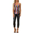 thumbnail image 2 of Camiseta sin mangas metálica para mujer INSPIRE CHIC con tirantes espagueti y espalda descubierta M Multicolor, 2 of 6