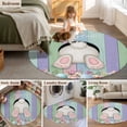 thumbnail image 5 of Round Rug 7Ft Washable Non-Slip, Easter Bunny Circle Area Rugs for Living Room Bedroom, Eggs Cute Rabbit Floral Colorful Country Wooden Indoor Floor Mats Carpet Runner for Home Decor Aesthetic, 5 of 8