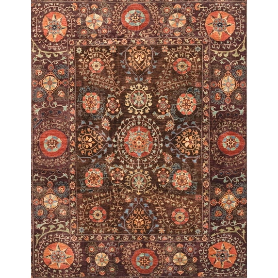 Ahgly Company Indoor Rectangle Abstract Saffron Red Oriental Area Rugs, 4' x 6'