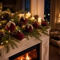 thumbnail image 4 of 2026 Christmas Indoor Home Decor Red Flocked Christmas Balls Ornaments 9Pcs Christmas Tree Decorations Balls With Gold Glitter Shatterproof Xmas Hanging Baubles For Holiday Wedding Party, 4 of 5