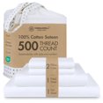 thumbnail image 1 of Threadmill - White King Sheets Set, Soft 100% Cotton Cooling Sheets Deep Pockets Snug Fit Elastic, 500 Thread Count, 4-Pc Bedsheet Set, Beats Egyptia, 1 of 9