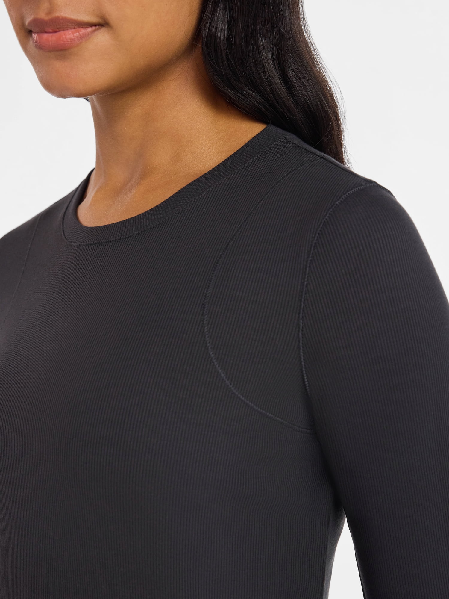 Avia Women's and Women's Plus Rib Seamed Long Sleeve Tee, Sizes XS-4X