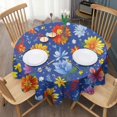 thumbnail image 3 of Pioneer Flower Floral Print Pattern Round Tablecloth 60"x60",Wrinkle Wipeable Table Cloth for Kitchen Dining Room Picnic Patio Party, 3 of 6