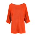 thumbnail image 4 of Women Summer Fall Lightweight Sweaters 3/4 Sleeve Loose Knit Pullover Elegant Work Tops Business Casual Outfits Orange XL, 4 of 5