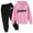 Pink, variant on WOYY Toddler Girls Outfits Letter Print Hoodie Sweatpants Kids Sweatsuit, Sizes 3-4T