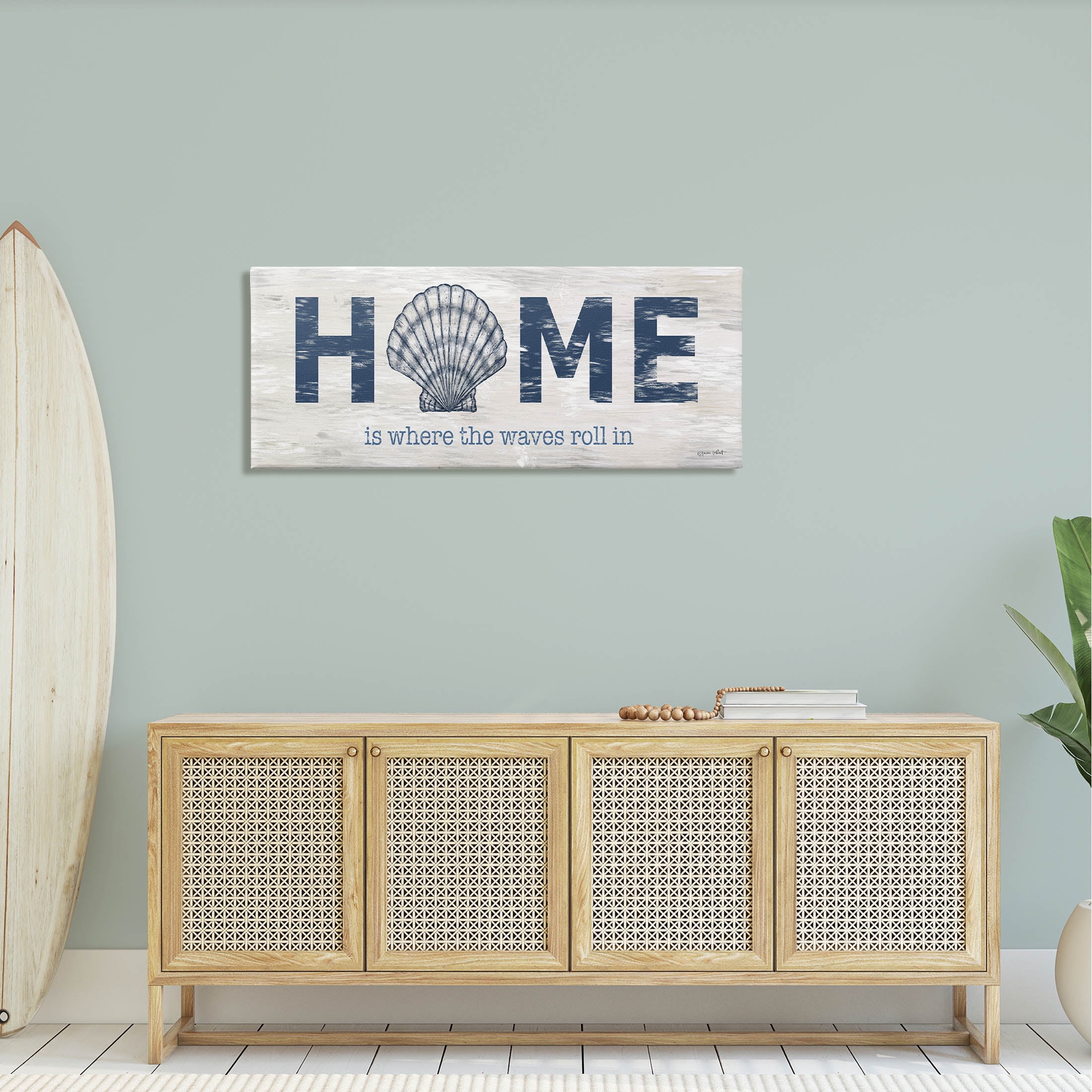 Home Where Waves Roll In Phrase Coastal Graphic Art Gallery Wrapped Canvas Print Wall Art