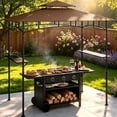 thumbnail image 7 of 8'x5' Grill Gazebo,Asofer Tier BBQ Canopy with Vented Top, Outdoor Steel Frame Shelters with Shelves and Hooks for Backyard Patio,Brown, 7 of 7