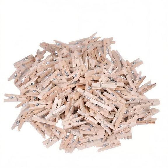 ACDANC Mini Wooden Clothes Pins for Photos,Crafts,Hanging Pictures,Clip Photo Holders - 100PCS Small Clothes Pins with Jute Twine,Tiny Clothes Pins for Creative Projects,Photo Displays