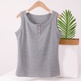thumbnail image 2 of Taqqpue Plus Size Tank Tops for Women Summer Sleeveless Crew Neck Casual T Shirts Button Solid Ribbed Loose Top Lightweight Blouse XL-5XL, 2 of 7