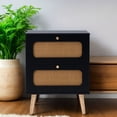 thumbnail image 2 of 2-Drawer Nightstand with Handmade Rattan Panels / Adds Cozy Touch to Space, 2 of 4
