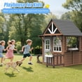 thumbnail image 3 of iYofe Outdoor Playhouse for Kids 3+, Wood Kids Playhouse with Full Door, Toy Phone, Bench, Planter Pots, Window, Toddler Playhouse Kids Outdoor Playset Equipment for Interactive Play, 3 of 9