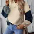 thumbnail image 5 of Fartey Oversized Sweaters for Women Trendy Color Block Sweater Loose Fit Long Sleeve Crewneck Knitted Pullover Fall Winter Chunky Knit Sweaters Beige M, 5 of 8