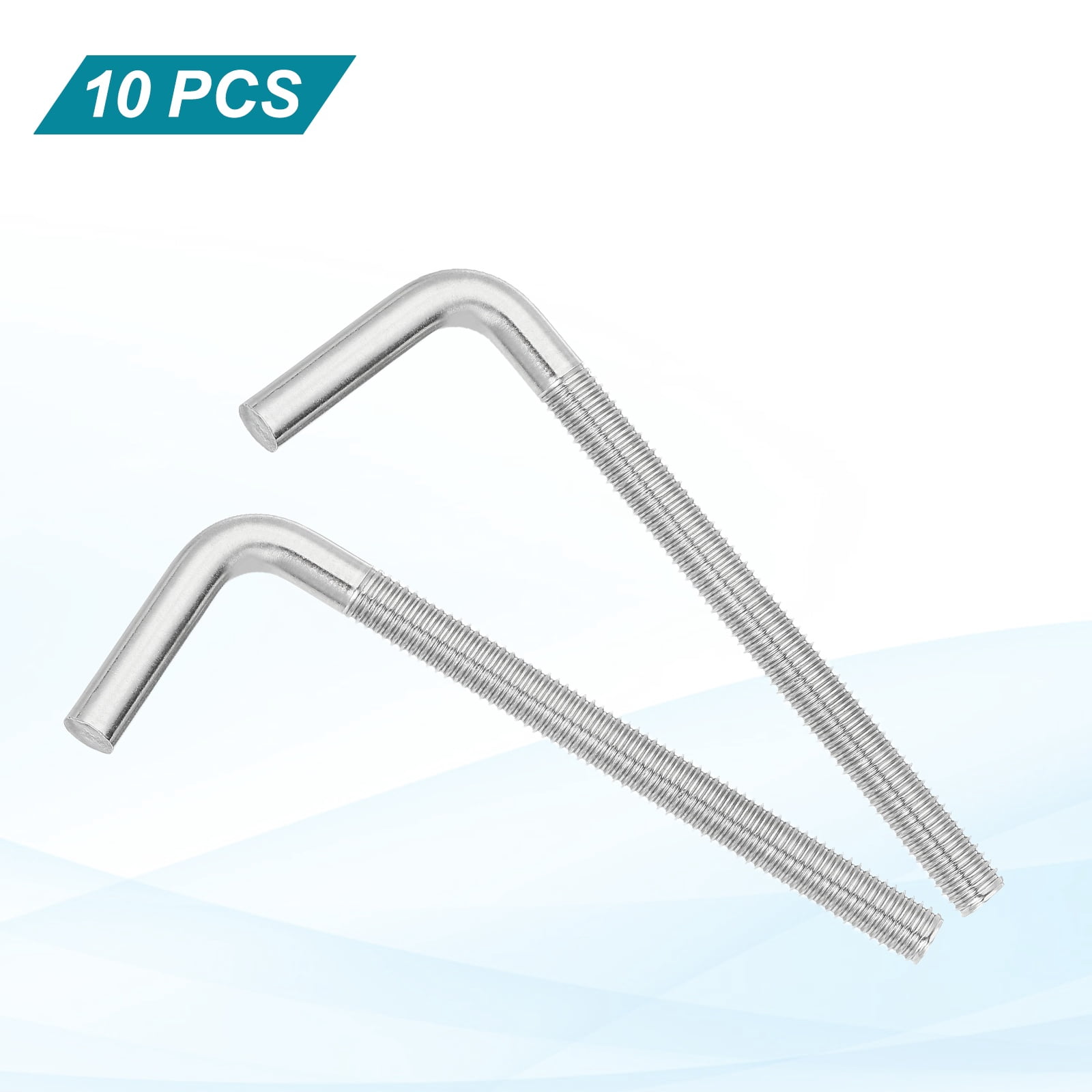 Uxcell M8x100mm 7/L-Shaped Right Angle Bolt Screw, 304 Stainless Steel L Shape Foundation Bolt Long Square Bend Screw, 10 Pcs