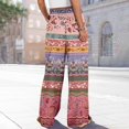 thumbnail image 4 of Minjewel Palazzo Pants for Women Print Wide Leg - High Waist Casual Trousers with Pockets Elastic, Wide Leg Pants for Women Boho Summer Trousers, Pants for Women for Beach Daily,Red M, 4 of 7