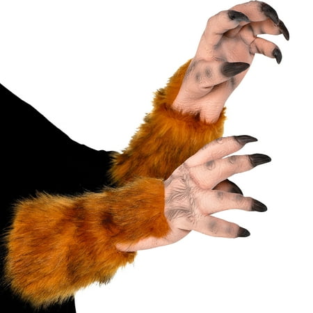 Party City Classic Wolf Man Gloves for Adults, Halloween Costume Accessory, One