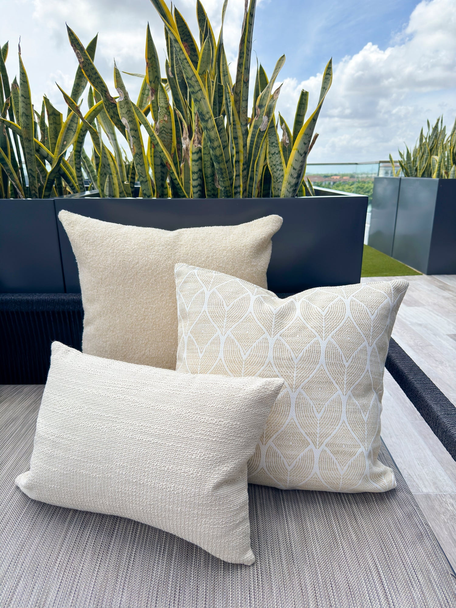 Cool Tropics Beige Indoor Outdoor Pillow 20x20