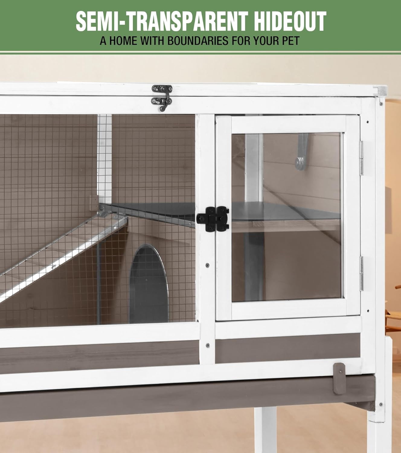 Aivituvin Guinea Pig Cage Indoor Rabbit Hutch with Chew-Proof Edges - Brown