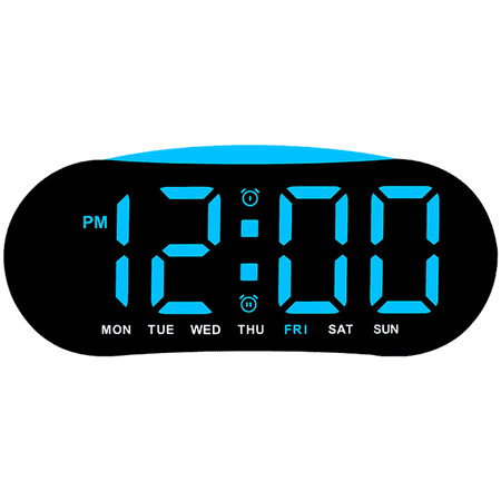 JUANCHENG Digital Clock LED Display Day Date Week Dual Alarm Adjustable Color Backlight blue