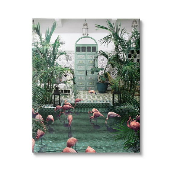 Stupell Industries Tropical Flamingo Pool Resort Graphic Art Gallery Wrapped Canvas Print Wall Art, Design by Ziwei Li