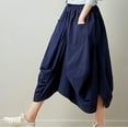thumbnail image 5 of IROINNID Long Elastic Waist Skirt For Women Cotton Hemp Skirt Loose Large Lantern Skirt Solid Color Skirt, 5 of 8