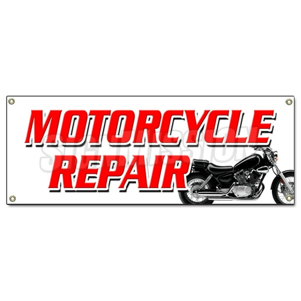 48"x120" MOTORCYCLE REPAIR BANNER SIGN tech service cycle repair all brands sale