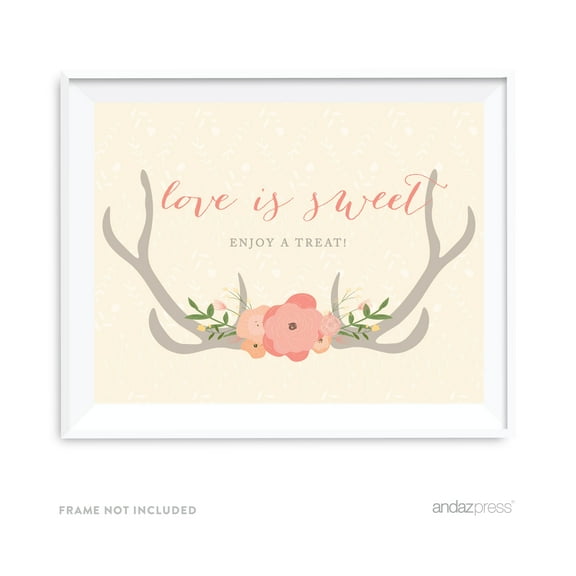 Love Is Sweet, Enjoy A Treat Woodland Deer Wedding Party Signs