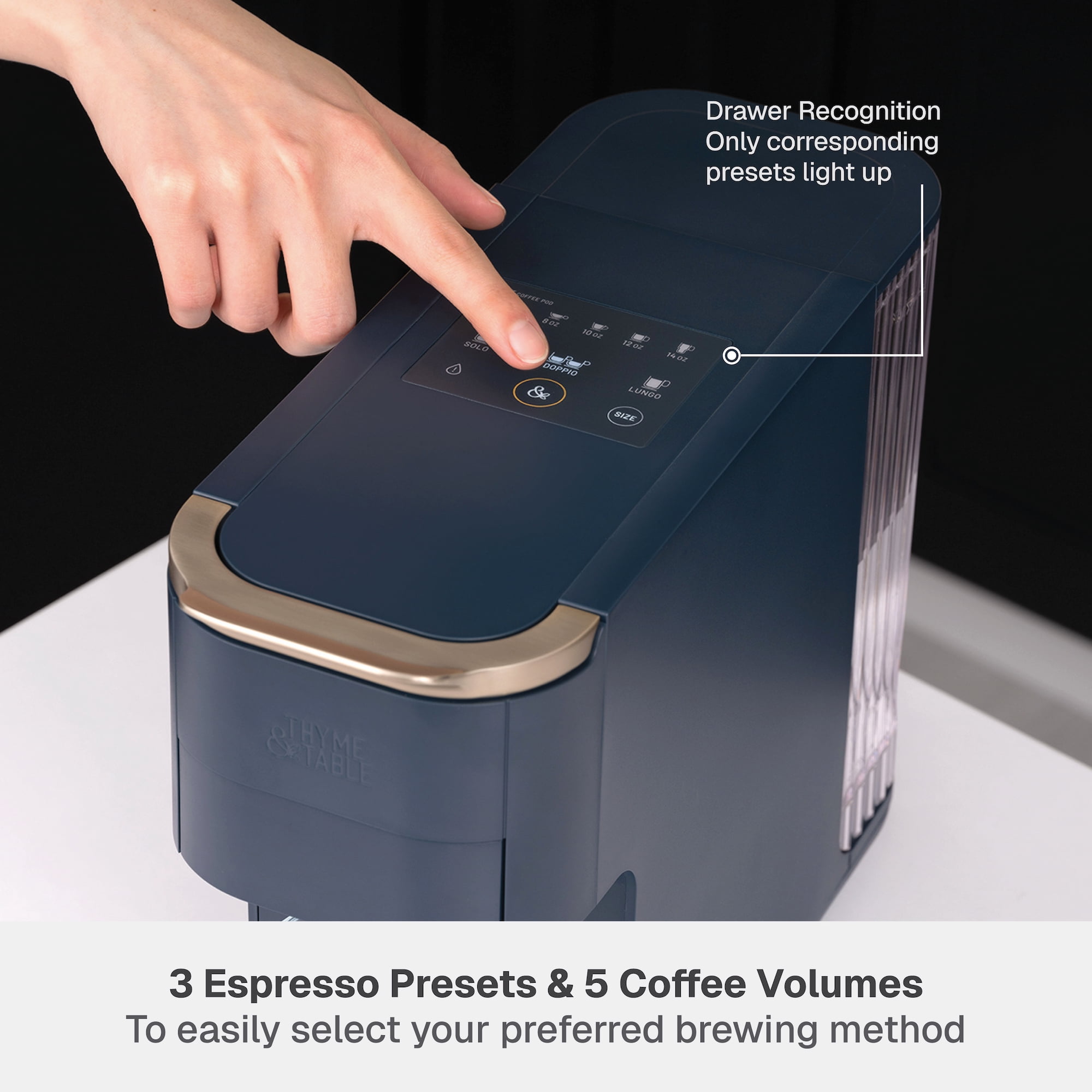 Thyme & Table Universal Capsule Coffee and Espresso Maker, Single-Serve, Atlantic Blue