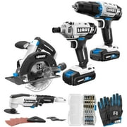 HART Father's Day Bundle - 20V 3 Tool Combo Kit, Oscillating Multitool w/ Accessories, 41Pc Impact Drill & Drive Set, & Performance Fit (L) Work Gloves (2), 20V 2Ah Lithium-Ion Batteries