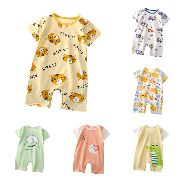 Lovzfmll Toddler's Short Sleeve Romper, Snap Crotch Jumpsuit for Little Boys & Girls, Summer Sleep Outfits for 0-3 Months