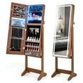 thumbnail image 1 of Costway LED Mirror Jewelry Cabinet Organizer Armoire Standing with Built-in 3 Color Light, 1 of 10