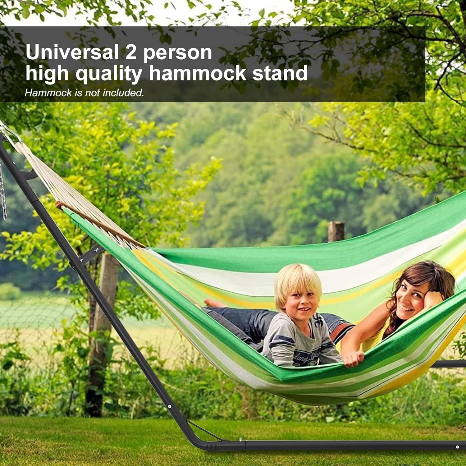 IdealHouse Heavy Duty Portable Hammock Stand for 2 People, Adjustable Outdoor Stand for 9-14Ft Metal Hammocks, Steel Frame for Outdoor Balconies, Porches, Patios, Decks and Backyards