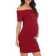 thumbnail image 2 of Vestidos de maternidad con hombros descubiertos, manga corta, Color puro, suaves, cómodos, ajustados a la moda, vestidos de mujer para uso diario, 2 of 6