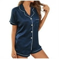 thumbnail image 2 of BONIXOOM Matching Family Christmas Pajamas Womens Pajamas Sleepwear None Short Sleeve Striped Sleepwear Sets Navy S, 2 of 3