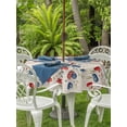 thumbnail image 3 of Outdoor Tablecloths with Umbrella Hole & Zipper, Independence Day Round Tablecloths 60 Inch, 4th of July Red Blue Strip Love Burlap Waterproof Table Cloth, Patio/Pool/Picnic Table Covers, 3 of 8