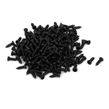 Uxcell M2 x 6mm Metal Round Head Self-taping Screws Black (250-pack)