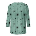 thumbnail image 5 of Guieoi Tops for Women Plus Size Womens Ladies' 3/4 Sleeve Flowers Printed Round Neck Long Sleeve Round Neck Top/Shirt Green Black*Friday/Cyber*Monday Clearance, 5 of 9
