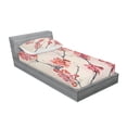 thumbnail image 2 of Ambesonne Floral Fitted Sheet & Pillow Sham Set, Vintage Sakura Flowers, Twin, Pink Beige Grey, 2 of 2