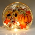 thumbnail image 2 of Stony Creek LIGHTED FALL ROUND GLASS Sunflowers Acorns Electric Hsf7242 Pumpkin, 2 of 2