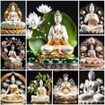 thumbnail image 2 of Pintura de diamante 5D Diy 2023 Nuevo Buda de loto Mosaico cuadrado/redondo completo Bordado religioso Costura Decoración del hogar A107, 2 of 5