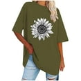 thumbnail image 2 of WREESH Graphic Printed Women's T-Shirts Oversized Loose Short Sleeve Blouses Olive Green, 2 of 4